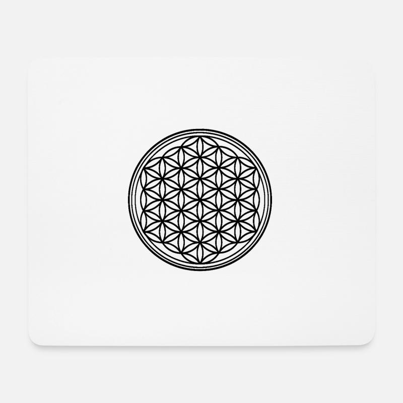 Blume des Lebens schwarz als Schutzsymbol - Mousepad (Querformat) - Weiß
