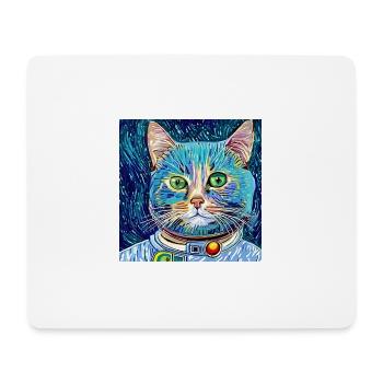 Astronaut cat van gogh - Mouse Pad (horizontal) - white - Front