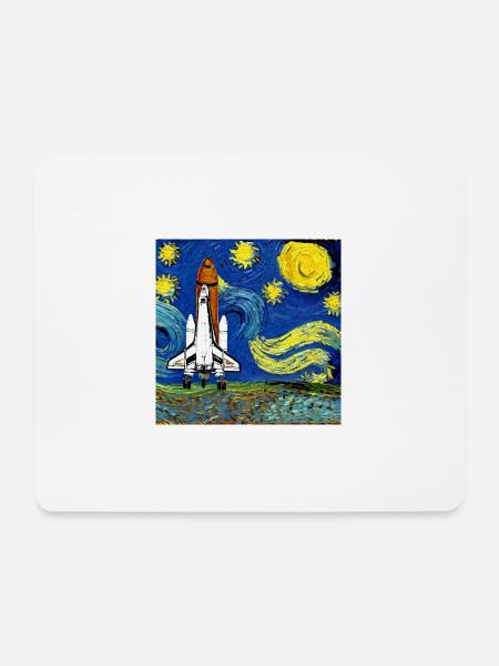 Space Shuttle Van Gogh - Mousepad (Querformat) - Weiß