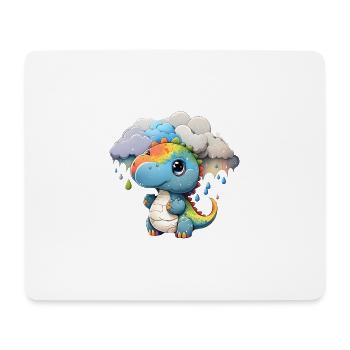 Cadeau arc-en-ciel d’enfant dinosaure - Tapis de souris (format paysage) - blanc - Devant