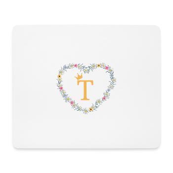 Buchstabe T, Monogramm, Herz, personalisierbar - Mousepad (Querformat) - Weiß - Vorne