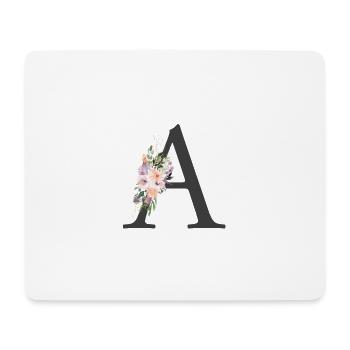 Buchstabe A, Monogramm, Bunte Blumen - Mousepad (Querformat) - Weiß - Vorne