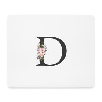 Lettre D, Monogramme, Fleurs - Tapis de souris (format paysage) - blanc - Devant