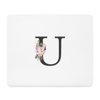 Letter U, Monogram, Flowers - Mouse Pad (horizontal) - white - Front