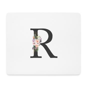 Letter R, Monogram, Flowers - Mouse Pad (horizontal) - white - Front