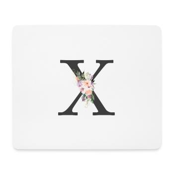 Letter X, Monogram, Flowers - Mouse Pad (horizontal) - white - Front
