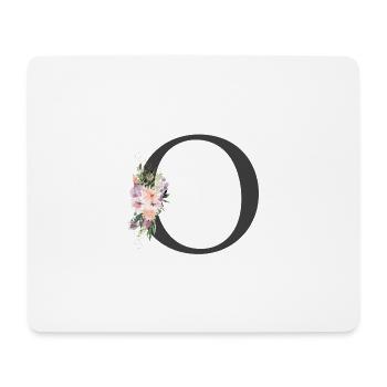 Letter O, Monogram, Flowers - Mouse Pad (horizontal) - white - Front