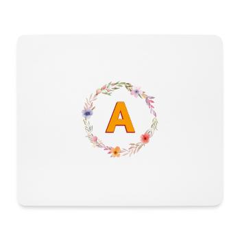 A Monogramm , bunter Blumenkranz - Mousepad (Querformat) - Weiß - Vorne