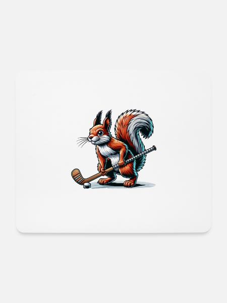 Feldhockey Eichhörnchen Nüsse Tierliebe - Mousepad (Querformat) - Weiß