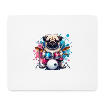 Cooler Mops Schlagzeuger Design - Mousepad (Querformat) - Weiß - Vorne