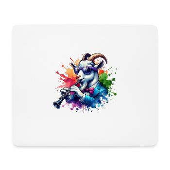 Cool Goat Playing Clarinet Music Band - Mouse Pad (horizontal) - white - Front