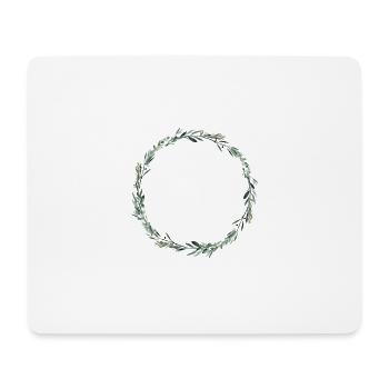 Moderner Eukalyptuskranz, personalisierbar - Mousepad (Querformat) - Weiß - Vorne