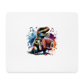 Farbenfroher Dino Akkordeonspieler - Mousepad (Querformat) - Weiß - Vorne