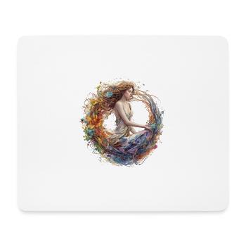 Le Yoruba floral rencontre la toile de couleurs - Tapis de souris (format paysage) - blanc - Devant