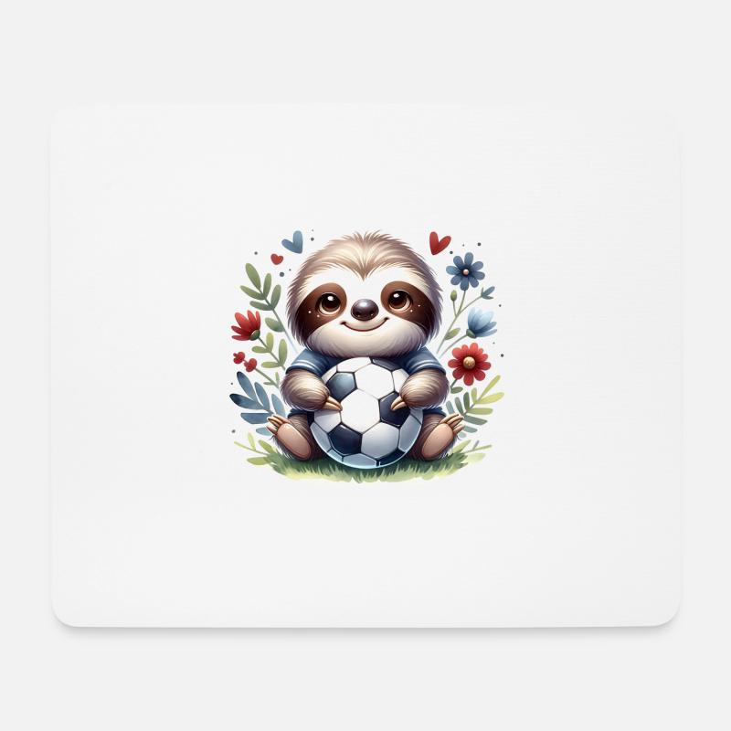 Süßes Faultier Fußballspieler Design - Mousepad (Querformat) - Weiß
