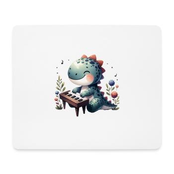 Dino Pianist Player Funny Design - Mouse Pad (horizontal) - white - Front