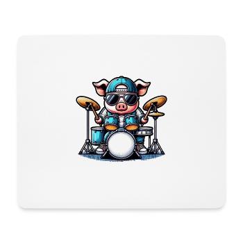 Pig Drums Drummer Music Band - Tapis de souris (format paysage) - blanc - Devant