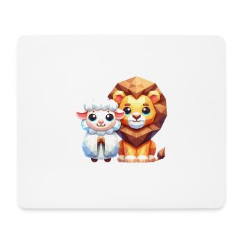 Löwe und Lamm Christliche Kleidung - Mousepad (Querformat) - Weiß - Vorne