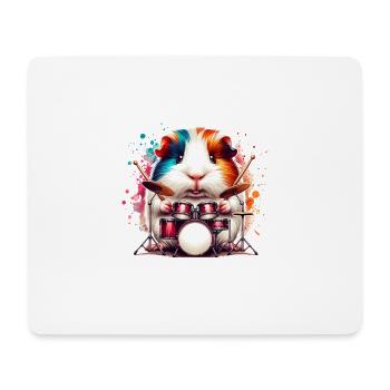 Cool Drummer Cochon d’Inde Batteur - Tapis de souris (format paysage) - blanc - Devant