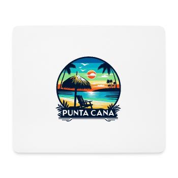 Sonnenuntergang in Punta Cana: Strand und Palmen - Mousepad (Querformat) - Weiß - Vorne