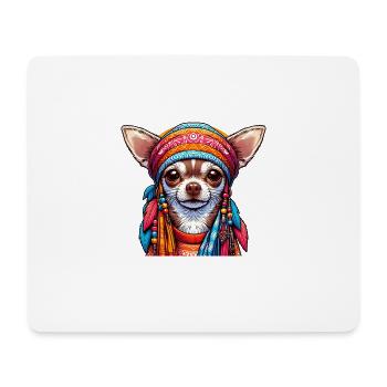Colorful Hippie Chihuahua in Love and Peace - Mouse Pad (horizontal) - white - Front