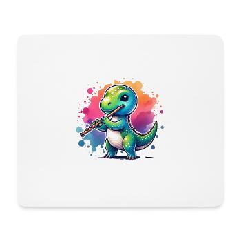Conception mignonne de flûte à bec Dino - Tapis de souris (format paysage) - blanc - Devant