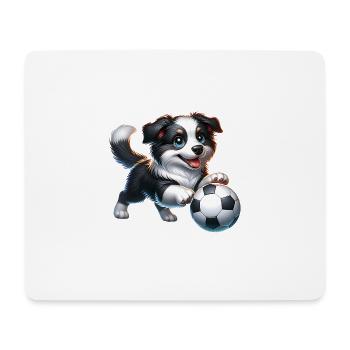 Border Collie Chien Joueur de Football Ball Champion - Tapis de souris (format paysage) - blanc - Devant