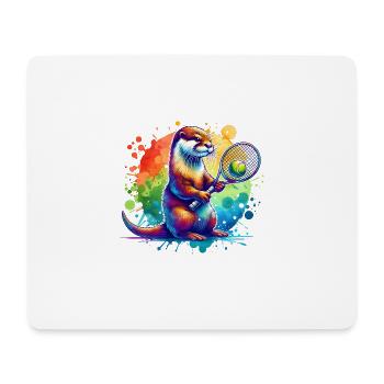 Otter Tennis Player Sports Active - Mouse Pad (horizontal) - white - Front