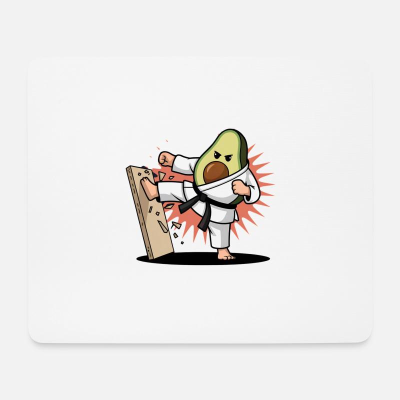 Avocado Karate Meister Schwarzgurt - Mousepad (Querformat) - Weiß
