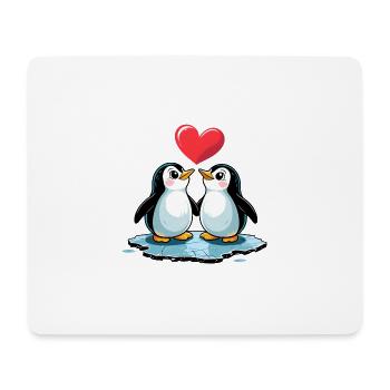 Style BD Pingouin En Couple Amoureux - Tapis de souris (format paysage) - blanc - Devant