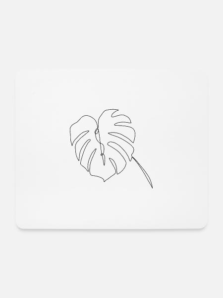 Monstera lineart - Mousepad (Querformat) - Weiß
