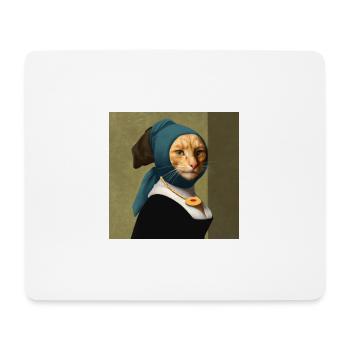 Peinture d’un chat dans le style Vermeer - Tapis de souris (format paysage) - blanc - Devant