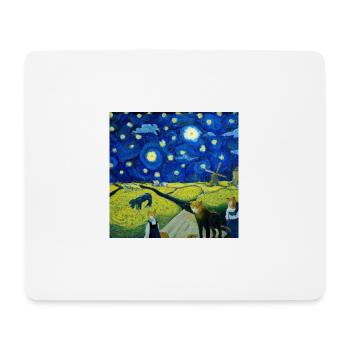 Les chats dans la « nuit étoilée » - Tapis de souris (format paysage) - blanc - Devant