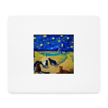 Cats in van Gogh's starry night - Mouse Pad (horizontal) - white - Front