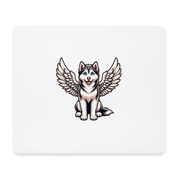 Engel Husky mit Flügeln, Himmlischer Hund - Mousepad (Querformat) - Weiß - Vorne