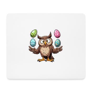 Eule Jongliert Ostereier Osterartist - Mousepad (Querformat) - Weiß - Vorne
