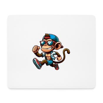 Cooler Affe Joggen Fitness Rennen Laufsport - Mousepad (Querformat) - Weiß - Vorne