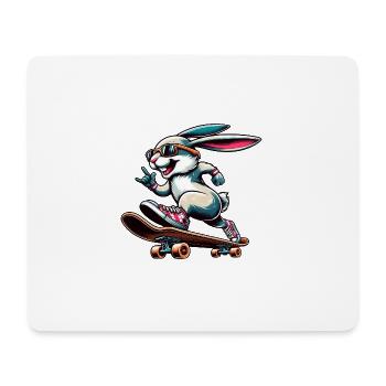 Cooler Skateboarder Osterhase Design - Mousepad (Querformat) - Weiß - Vorne