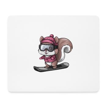 Cool Squirrel Snowboarder Sports d’hiver - Tapis de souris (format paysage) - blanc - Devant