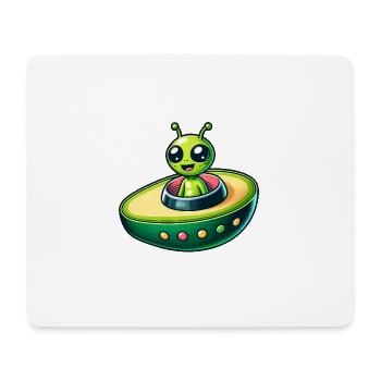 Alien mit Avocado UFO Vegan Design - Mousepad (Querformat) - Weiß - Vorne