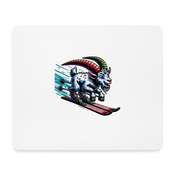 Lustiges Ziegen Skifahren im Schnee - Mousepad (Querformat) - Weiß - Vorne