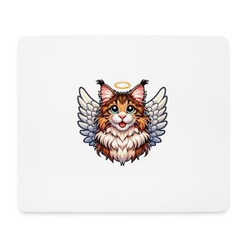 Chat ange Maine Coon avec ailes - Tapis de souris (format paysage) - blanc - Devant