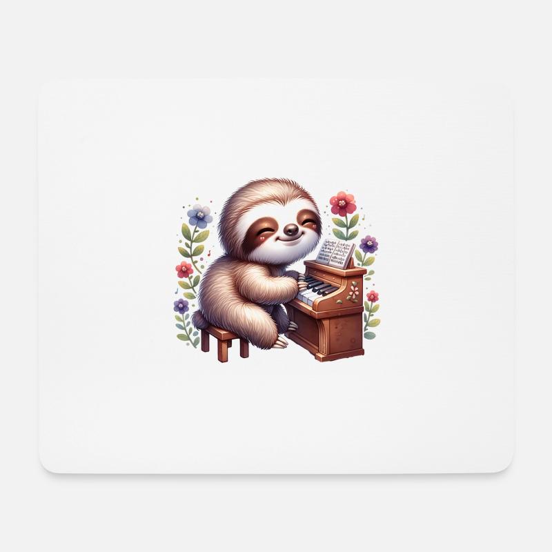 Süßes Faultier Pianist Musik Design - Mousepad (Querformat) - Weiß