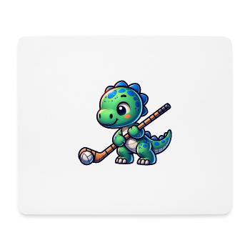 Niedlicher Dinosaurier Dino Hockey Spieler - Mousepad (Querformat) - Weiß - Vorne