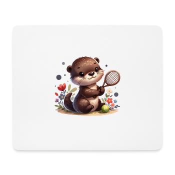 Niedlicher Otter Tennis Spieler - Mousepad (Querformat) - Weiß - Vorne