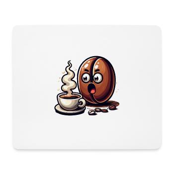Funny coffee bean looking for a steaming - Mouse Pad (horizontal) - white - Front