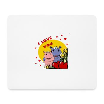 muttertag valentinstabe herz nilpferd hippo love - Mousepad (Querformat) - Weiß - Vorne
