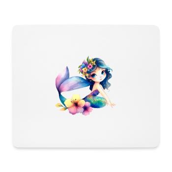 Petite Sirène avec des Fleurs - Tapis de souris (format paysage) - blanc - Devant