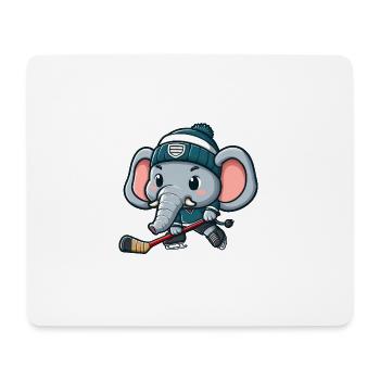 Conception de joueur de hockey sur glace comique éléphant mignon - Tapis de souris (format paysage) - blanc - Devant