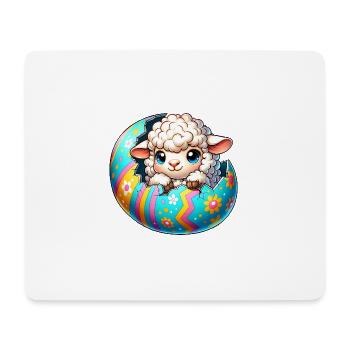 Colorful Lamb Hatching from Easter Egg Cartoon - Mouse Pad (horizontal) - white - Front